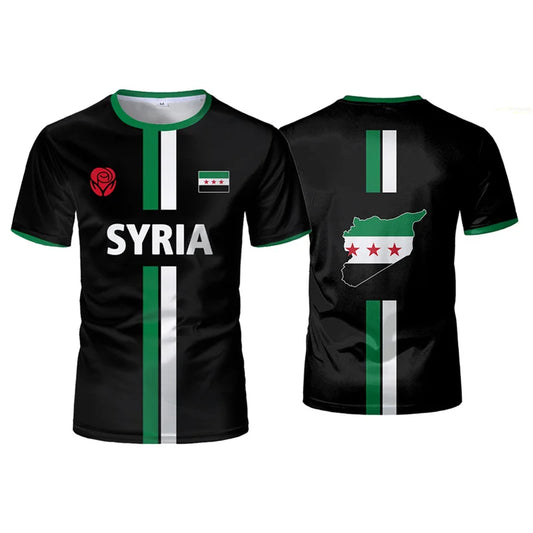 Free Syria Football Jersey Men'S Sports T-Shirts Syrian Flag Street Oversized New T Shirt Casual Graphic Tees Tops Clothing 2025